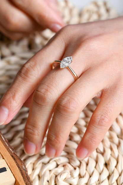 Marquise Cut Cluster Styled Lab Grown Diamond Engagement Ring