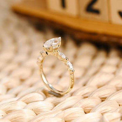 Marquise Cut Cluster Styled Lab Grown Diamond Engagement Ring