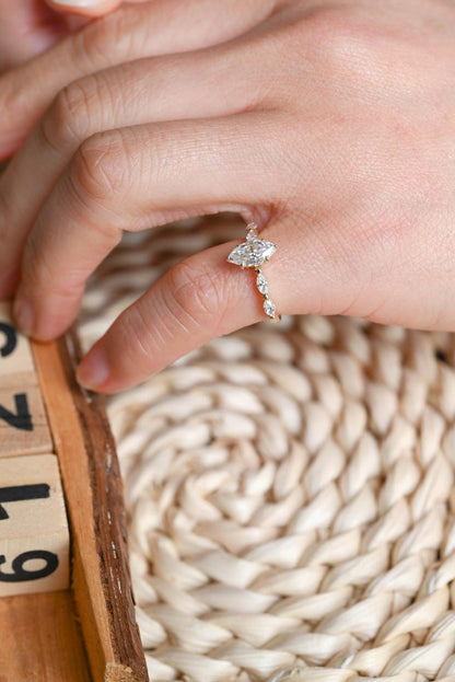 Marquise Cut Cluster Styled Lab Grown Diamond Engagement Ring