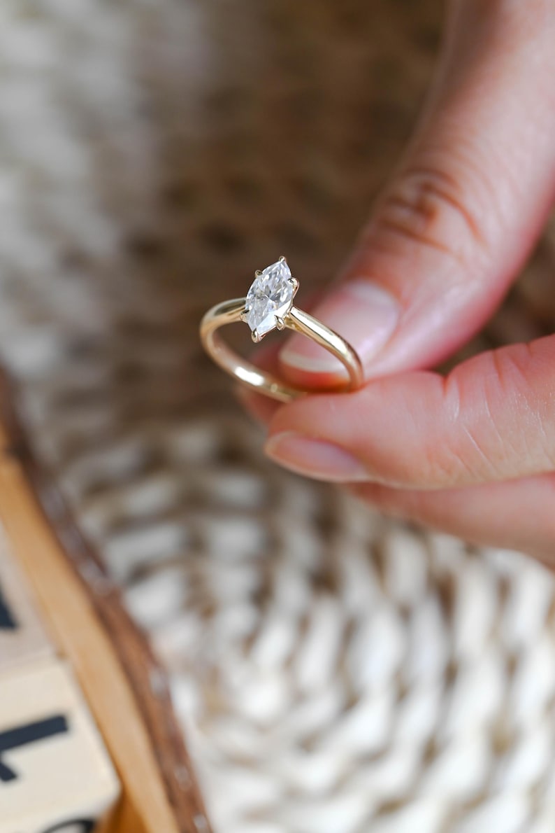 Marquise Cut Cluster Styled Lab Grown Diamond Engagement Ring