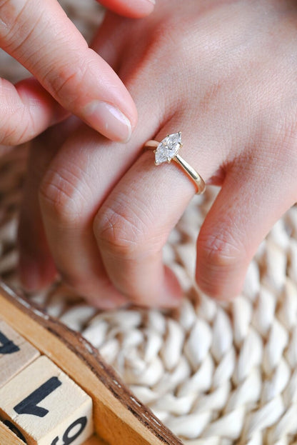 Marquise Cut Cluster Styled Lab Grown Diamond Engagement Ring