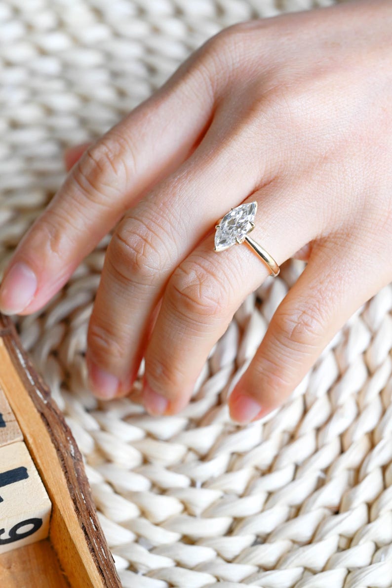 Marquise Cut Cluster Styled Lab Grown Diamond Engagement Ring
