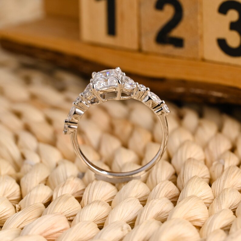 Marquise Cut Cluster Styled Lab Grown Diamond Engagement Ring