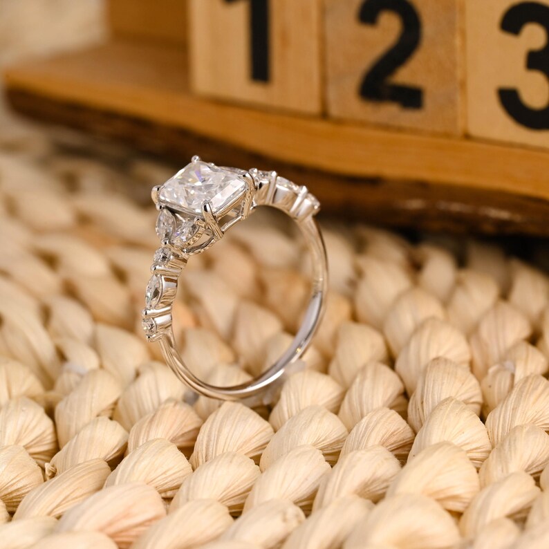 Marquise Cut Cluster Styled Lab Grown Diamond Engagement Ring