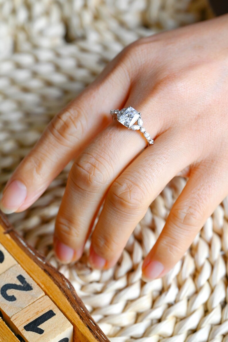 Marquise Cut Cluster Styled Lab Grown Diamond Engagement Ring