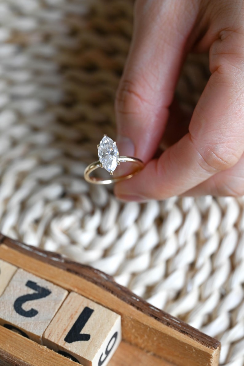 Marquise Cut Cluster Styled Lab Grown Diamond Engagement Ring