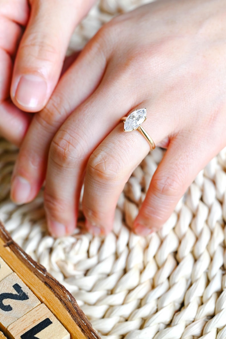 Marquise Cut Cluster Styled Lab Grown Diamond Engagement Ring