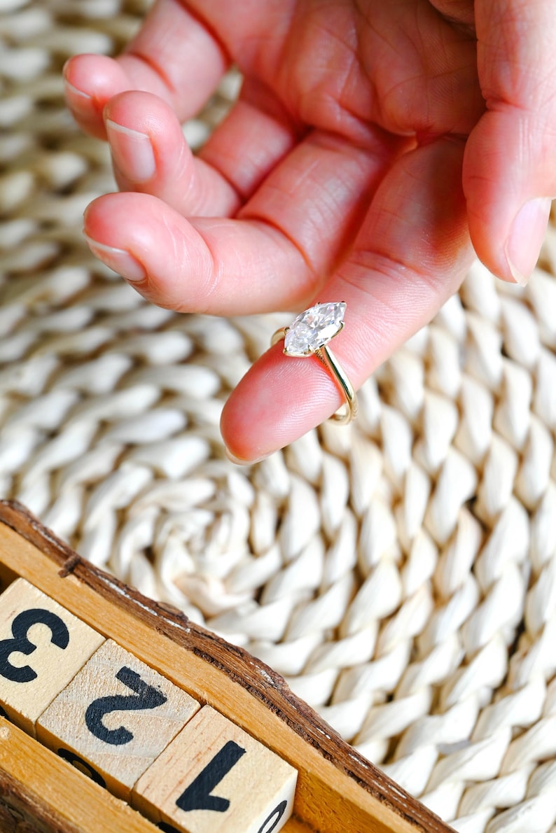Marquise Cut Cluster Styled Lab Grown Diamond Engagement Ring