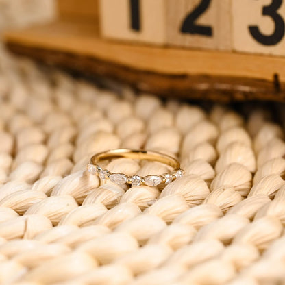 Marquise Cut Cluster Styled Lab Grown Wedding Band