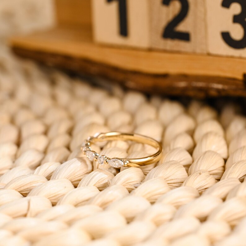 Marquise Cut Cluster Styled Lab Grown Wedding Band