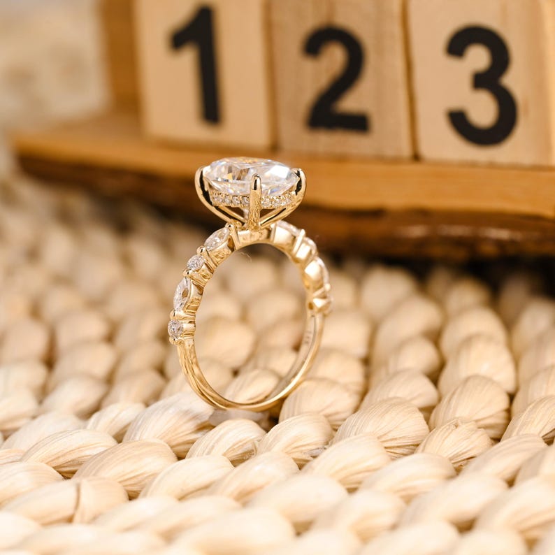 Marquise Cut Cluster Styled Lab Grown Diamond Engagement Ring