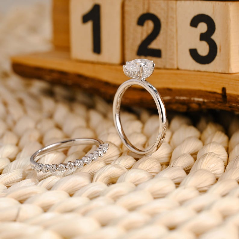 Marquise Cut Cluster Styled Lab Grown Diamond Bridal Ring Set