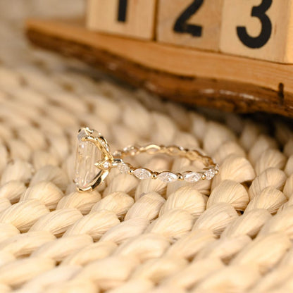 Marquise Cut Cluster Styled Lab Grown Diamond Engagement Ring
