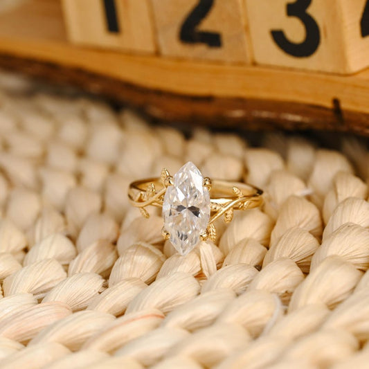 Marquise Cut Cluster Styled Lab Grown Diamond Engagement Ring
