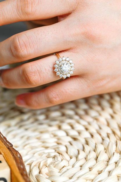 Marquise Cut Cluster Styled Lab Grown Diamond Engagement Ring