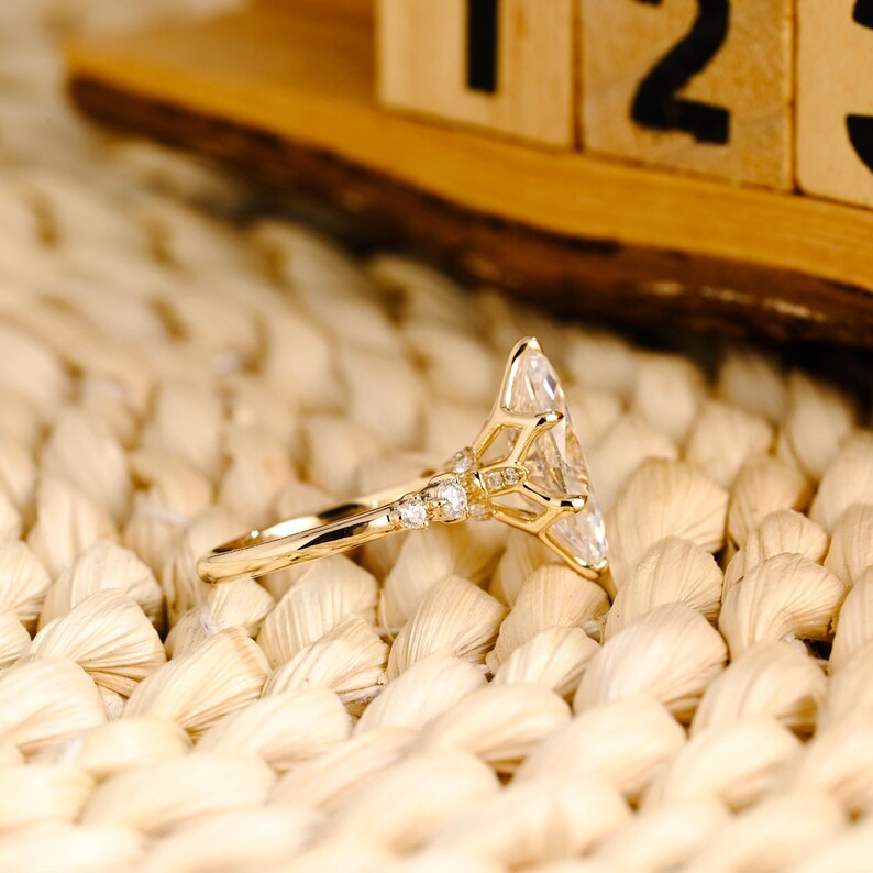 Marquise Cut Cluster Styled Lab Grown Diamond Engagement Ring