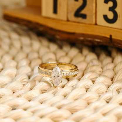 Marquise Cut Cluster Styled Lab Grown Diamond Engagement Ring