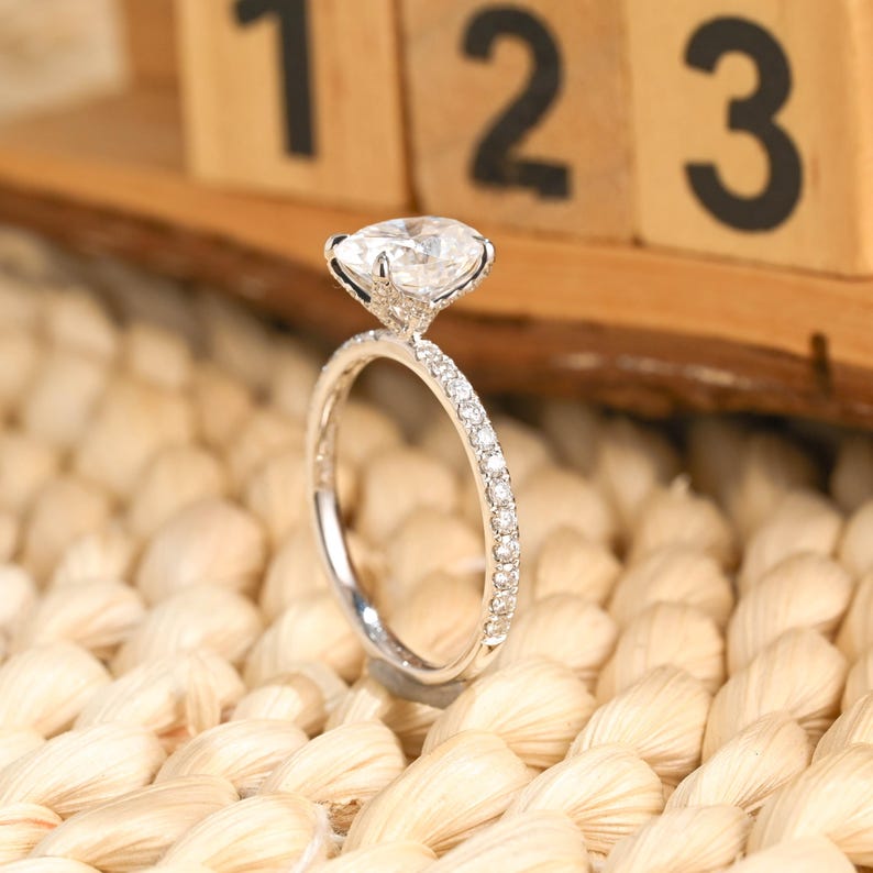 Marquise Cut Cluster Styled Lab Grown Diamond Engagement Ring
