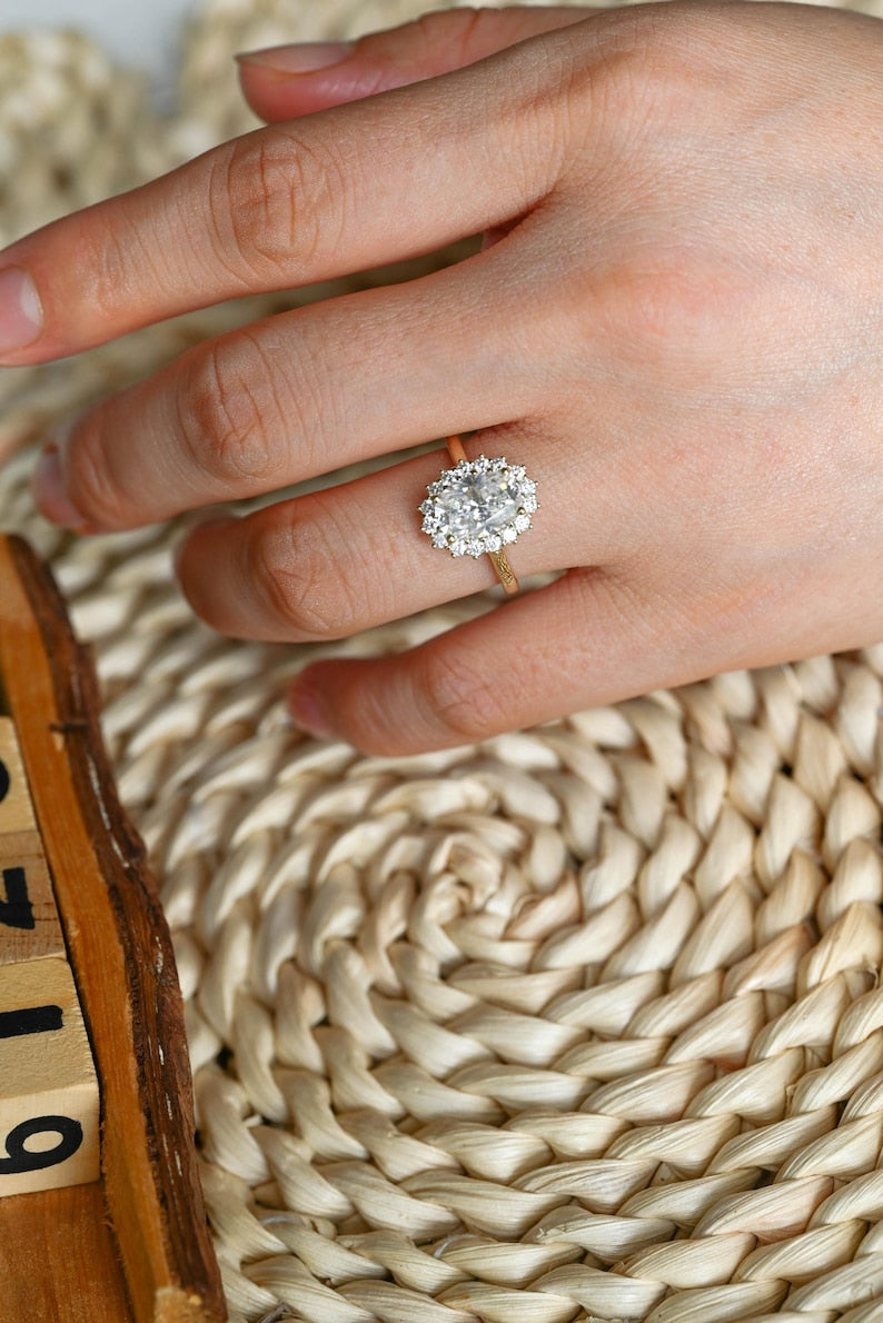 Marquise Cut Cluster Styled Lab Grown Diamond Engagement Ring