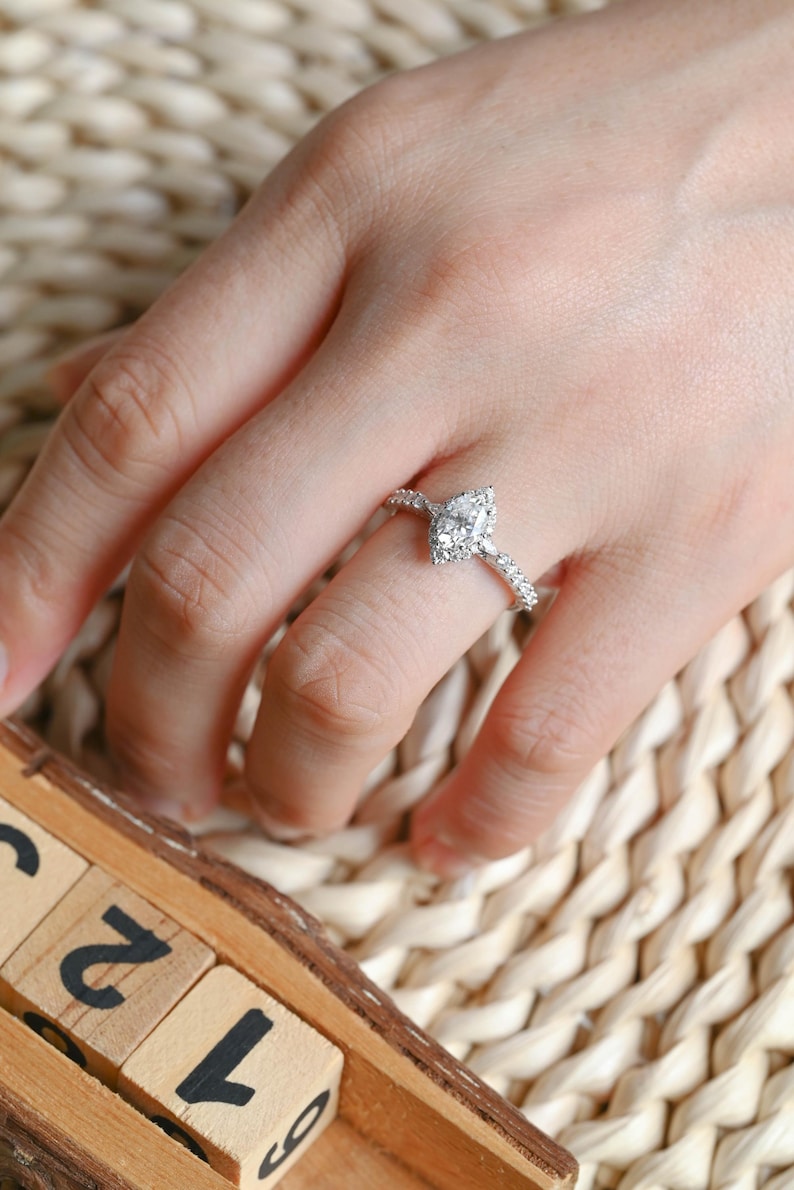 Marquise Cut Cluster Styled Lab Grown Diamond Engagement Ring
