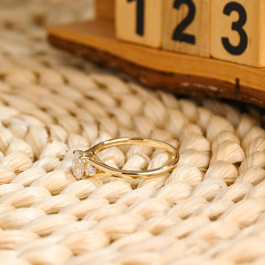 Marquise Cut Cluster Styled Lab Grown Diamond Engagement Ring