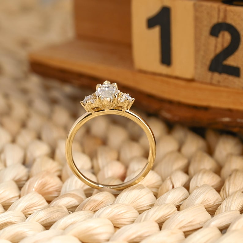 Marquise Cut Cluster Styled Lab Grown Diamond Engagement Ring