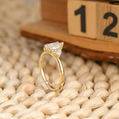 Marquise Cut Cluster Styled Lab Grown Diamond Engagement Ring