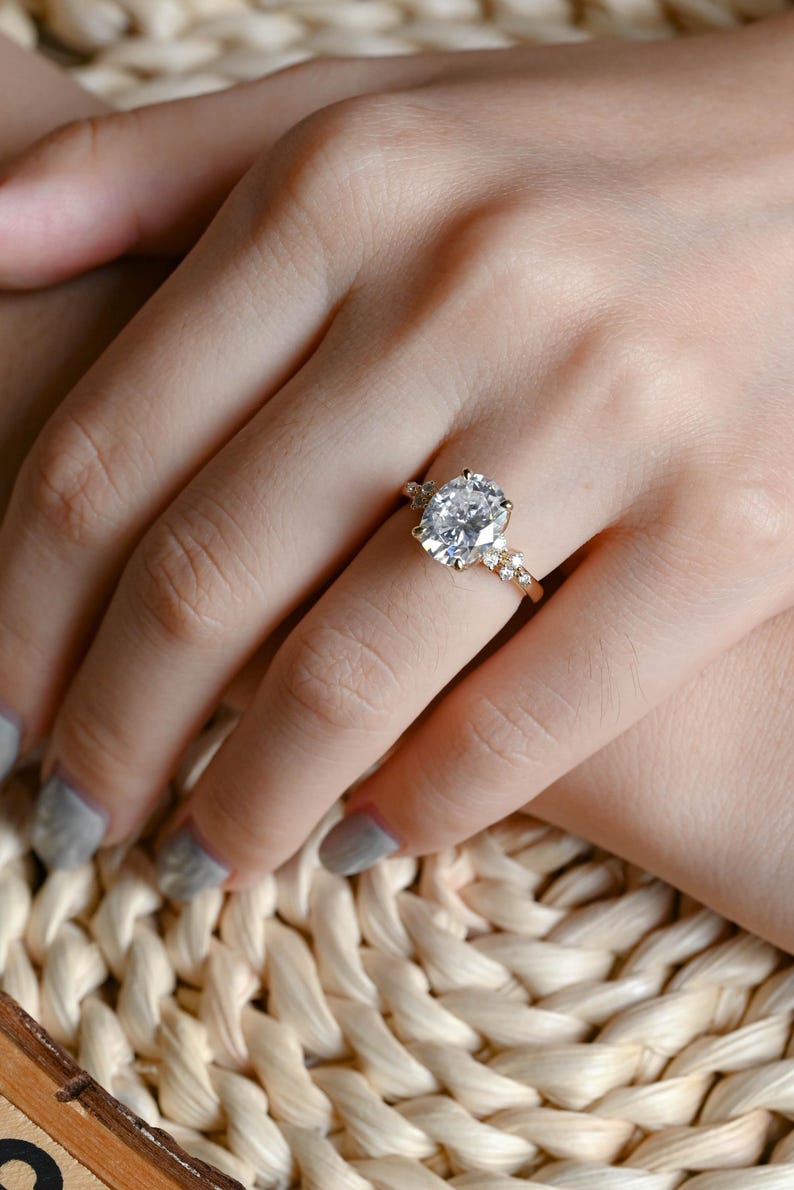 Marquise Cut Cluster Styled Lab Grown Diamond Engagement Ring