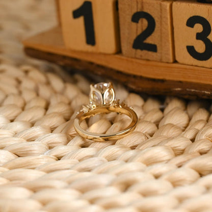 Marquise Cut Cluster Styled Lab Grown Diamond Engagement Ring