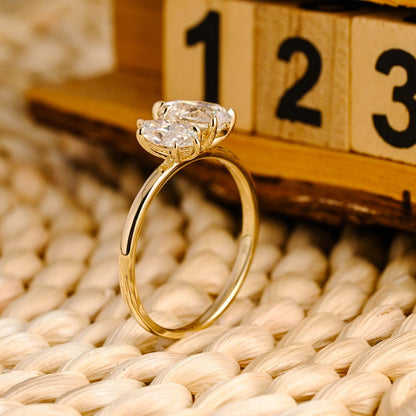 Marquise Cut Cluster Styled Lab Grown Diamond Engagement Ring