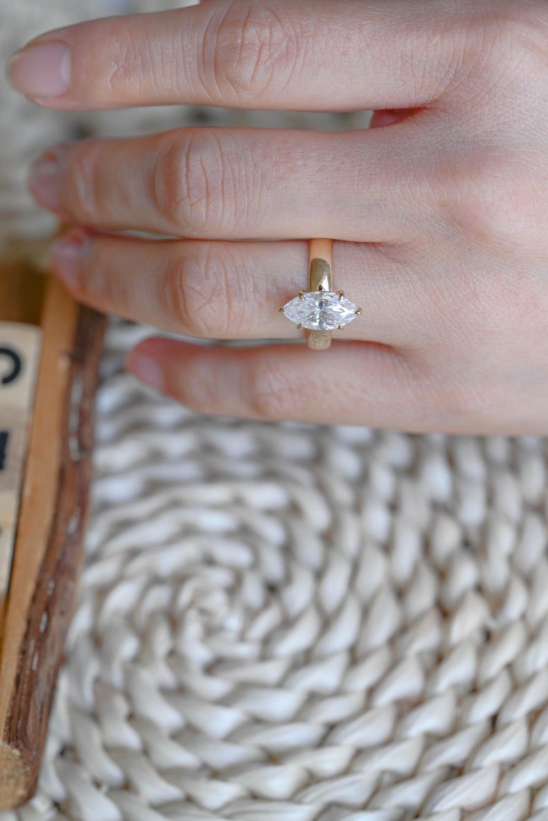 Marquise Cut Cluster Styled Lab Grown Diamond Engagement Ring