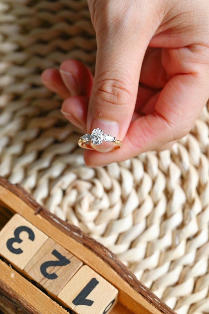 Marquise Cut Cluster Styled Lab Grown Diamond Engagement Ring