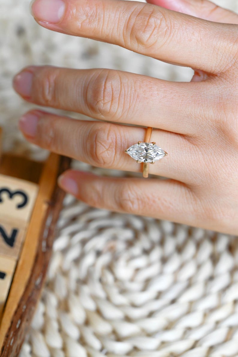 Marquise Cut Cluster Styled Lab Grown Diamond Engagement Ring