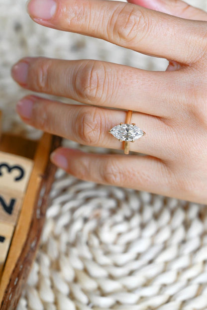 Marquise Cut Cluster Styled Lab Grown Diamond Engagement Ring
