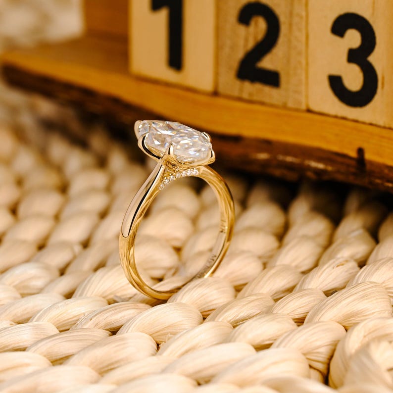 Marquise Cut Cluster Styled Lab Grown Diamond Engagement Ring