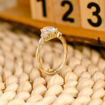 Marquise Cut Cluster Styled Lab Grown Diamond Engagement Ring