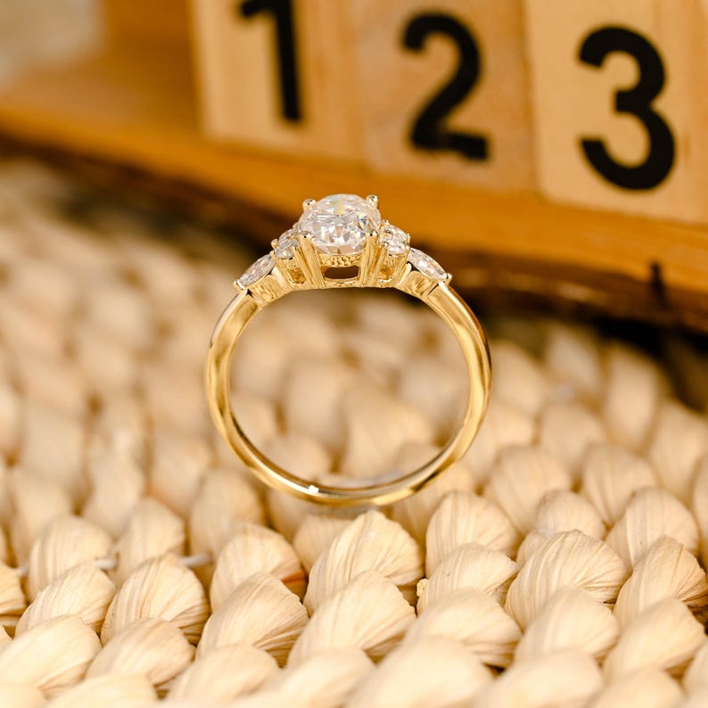 Marquise Cut Cluster Styled Lab Grown Diamond Engagement Ring
