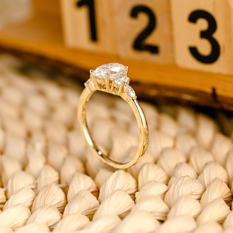 Marquise Cut Cluster Styled Lab Grown Diamond Engagement Ring