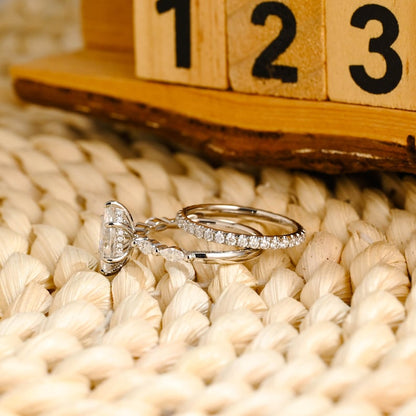 Marquise Cut Cluster Styled Lab Grown Diamond Bridal Ring Set
