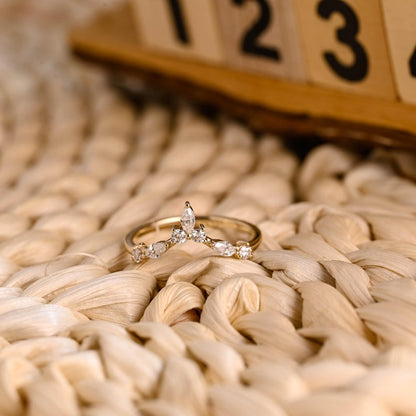Marquise Cut Cluster Styled Lab Grown Wedding Band