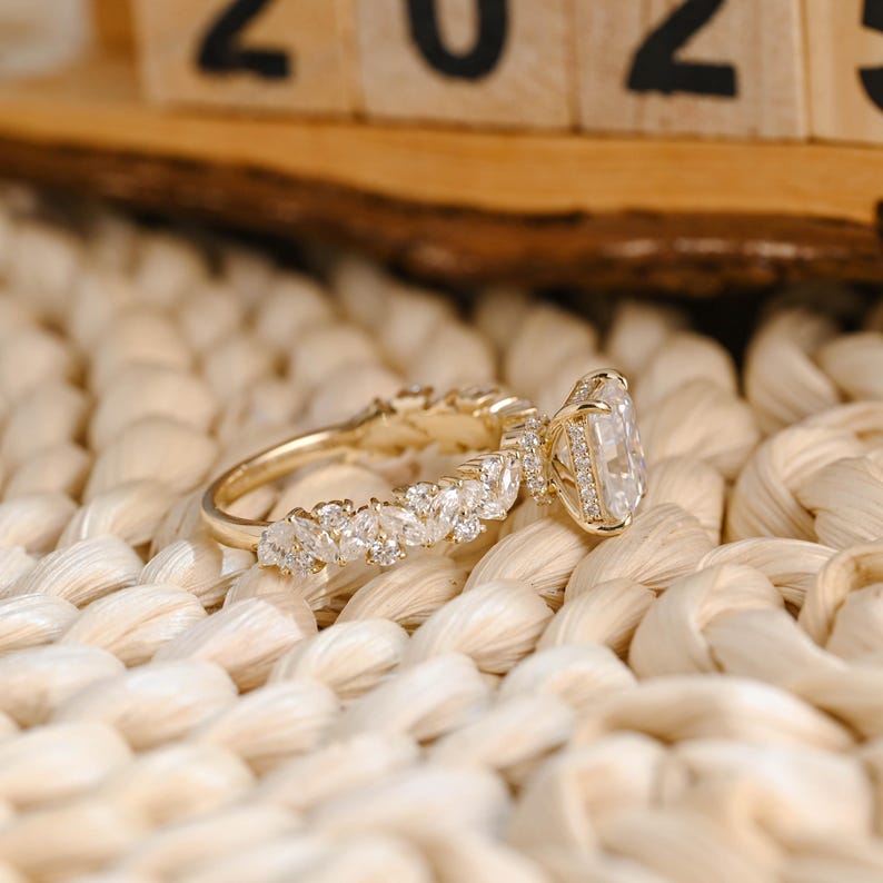 Marquise Cut Cluster Styled Lab Grown Diamond Engagement Ring