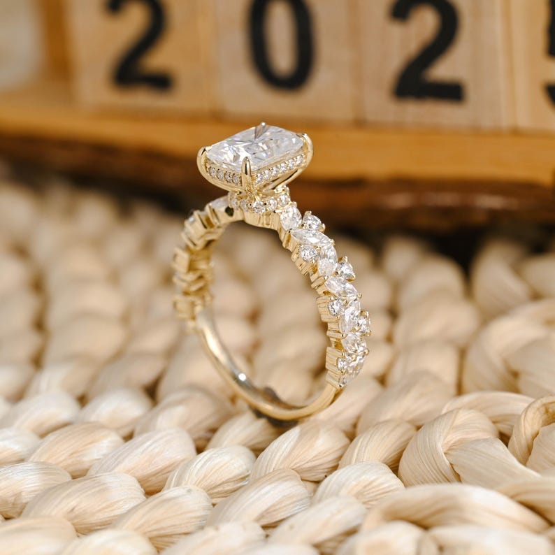 Marquise Cut Cluster Styled Lab Grown Diamond Engagement Ring
