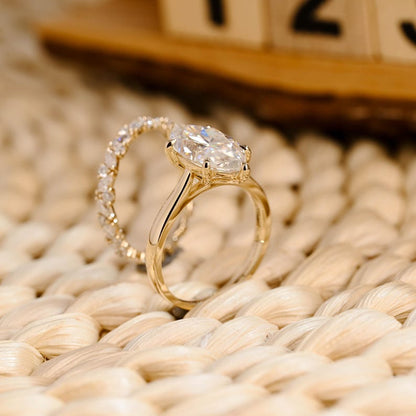 Marquise Cut Cluster Styled Lab Grown Diamond Bridal Ring Set