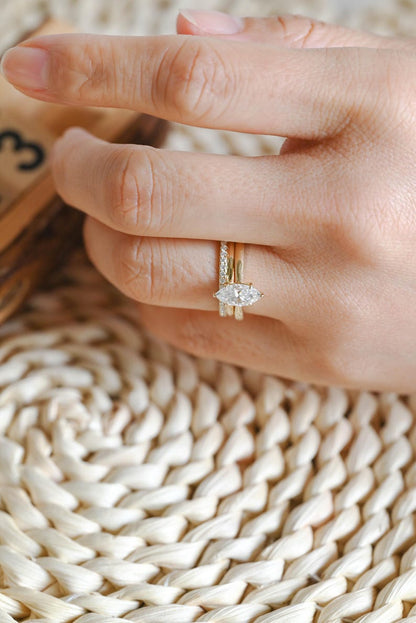 Marquise Cut Cluster Styled Lab Grown Diamond Bridal Ring Set