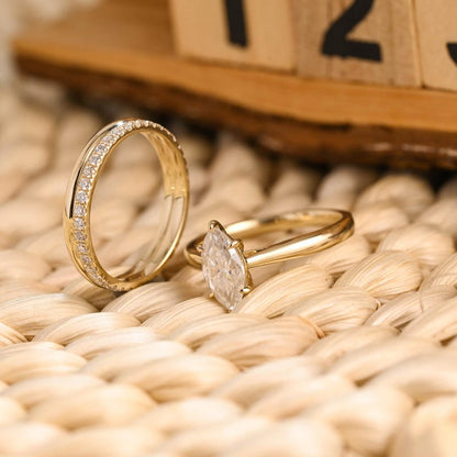 Marquise Cut Cluster Styled Lab Grown Diamond Bridal Ring Set