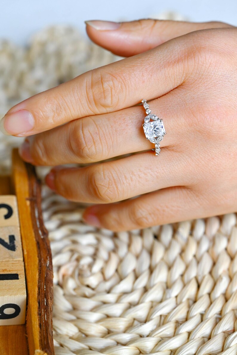 Marquise Cut Cluster Styled Lab Grown Diamond Engagement Ring