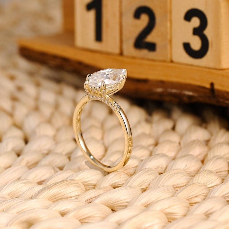 Marquise Cut Cluster Styled Lab Grown Diamond Engagement Ring