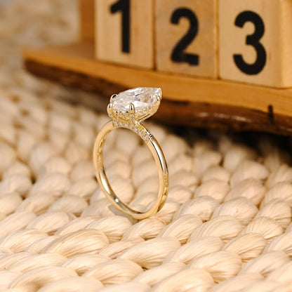 Marquise Cut Cluster Styled Lab Grown Diamond Engagement Ring