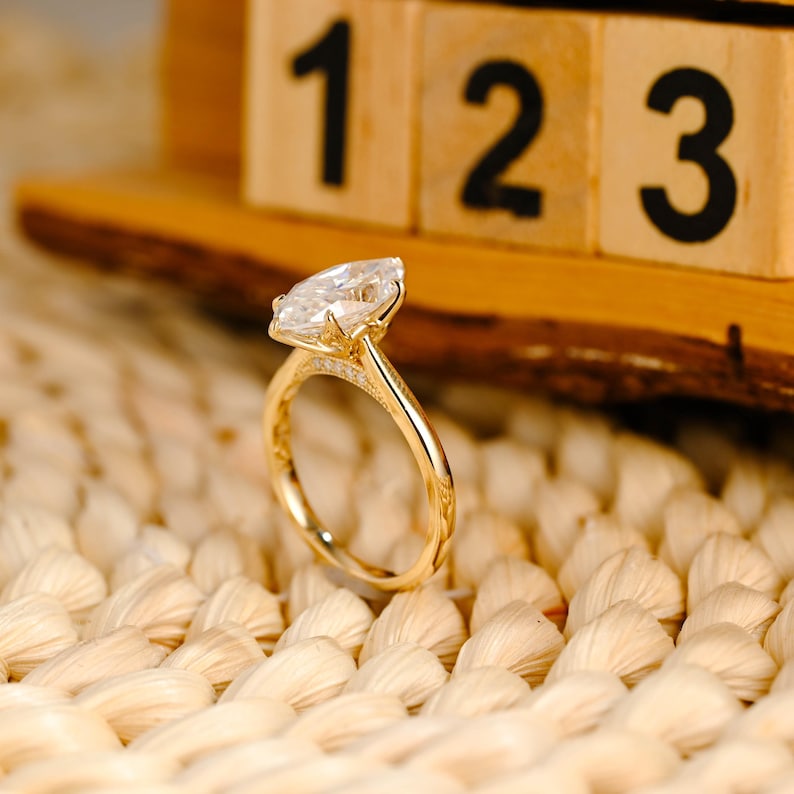 Marquise Cut Cluster Styled Lab Grown Diamond Engagement Ring