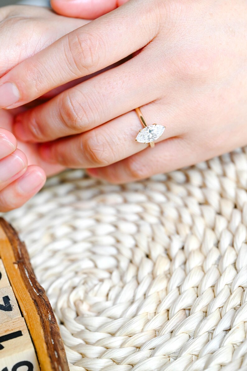 Marquise Cut Cluster Styled Lab Grown Diamond Engagement Ring
